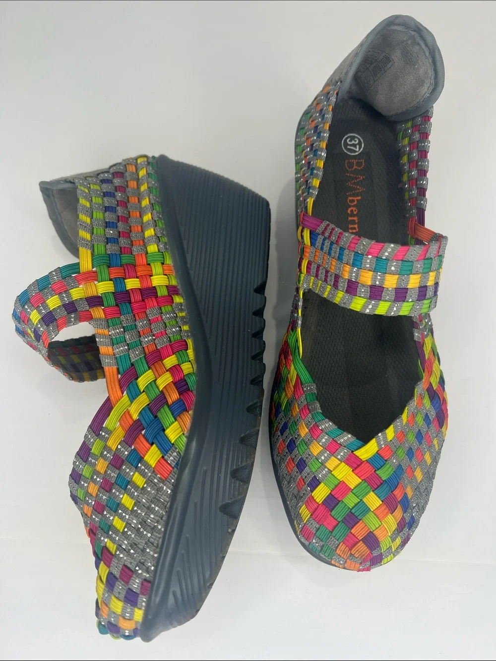 bernie mev. Multicolor Woven Mary Jane Sandals